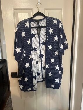 Lane Bryant Navy and White Star Knit Cardigan
